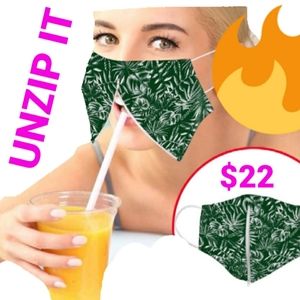 Butterfly zipper drinking Face mask